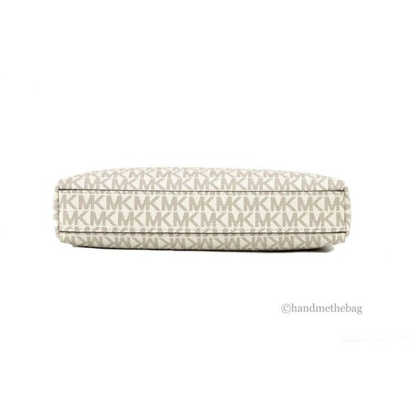 NEW Michael Kors Trisha Triple Compartment Crossbody Bag Vanilla Powder Pink PVC - Picture 7 of 13